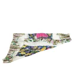 Pre Owned وشاح روبرتو كافالي حرير مطبوع فراشة كريمي مورد 