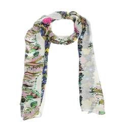 Pre Owned وشاح روبرتو كافالي حرير مطبوع فراشة كريمي مورد 