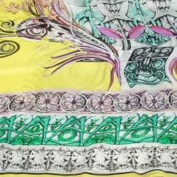 مملوكة مسبقًا وشاح روبرتو كافالي حرير أصفر مطبوع