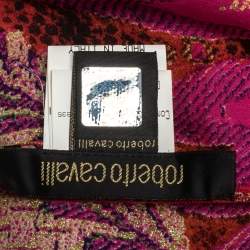 Pre Owned Roberto Cavalli Pink Abstract Floral Foil Printed Silk Stole 