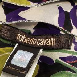 Pre Owned Roberto Cavalli Multicolor Abstract Floral Print Silk Scarf