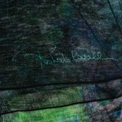 Pre Owned Roberto Cavalli Green Floral Printed Silk Tulle Stole