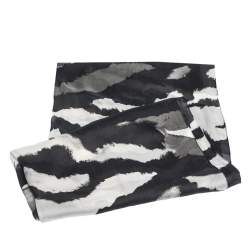 Pre Owned Roberto Cavalli Monochrome Abstract Animal Print Silk Scarf