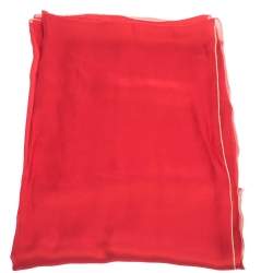 Pre Owned Roberto Cavalli Red & Gold Lurex Trim Silk Scarf