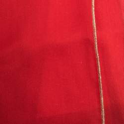 Pre Owned Roberto Cavalli Red & Gold Lurex Trim Silk Scarf