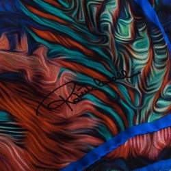 Pre Owned Roberto Cavalli Blue Abstract Floral Print Silk Stole
