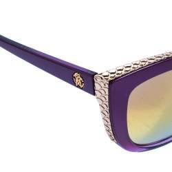 Pre Owned Roberto Cavalli Purple/ Gold Mirrored 888S Mekbuda Cateye Sunglasses