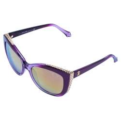 Pre Owned Roberto Cavalli Purple/ Gold Mirrored 888S Mekbuda Cateye Sunglasses