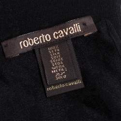 Pre Owned وشاح روبرتو كافالي حرير نمط جلد حيوان لون أسود