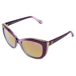 Pre Owned Roberto Cavalli Purple/Gold Mirror 888S Mekbuda Cat Eye Sunglasses