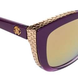 Pre Owned Roberto Cavalli Purple/Gold Mirror 888S Mekbuda Cat Eye Sunglasses