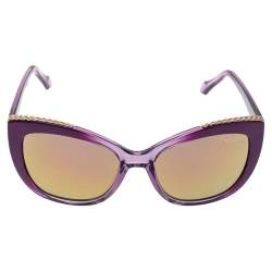 Pre Owned Roberto Cavalli Purple/Gold Mirror 888S Mekbuda Cat Eye Sunglasses