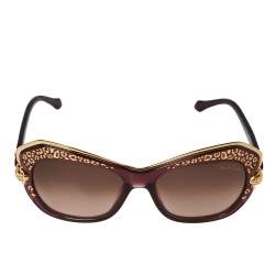 Pre Owned Roberto Cavalli Purple/ Brown Gradient Taygeta 981S Cateye Sunglasses