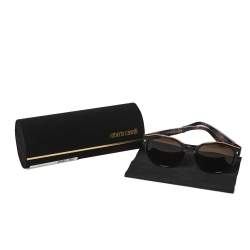 Pre Owned Roberto Cavalli Black/ Brown RC956S Round Sunglasses