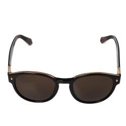 Pre Owned Roberto Cavalli Black/ Brown RC956S Round Sunglasses