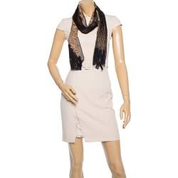 Pre Owned Roberto Cavalli Brown Snakeskin Print Lurex Silk Scarf