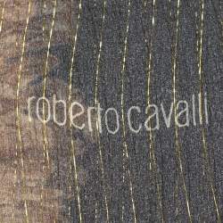 Pre Owned Roberto Cavalli Brown Snakeskin Print Lurex Silk Scarf