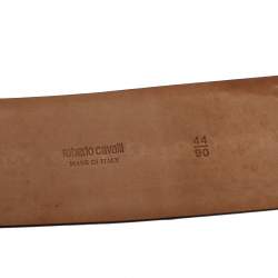 مملوكة مسبقًا Roberto Cavalli Petroleum Green Patent Leather Buckle Embellished Wide Belt 90CM