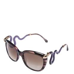 Pre Owned Roberto Cavalli Purple/ Brown Gradient 1038S Castelnuovo Square Sunglasses