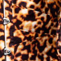Pre Owned Roberto Cavalli Brown Leopard Printed Silk Corset Belt S