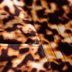 Pre Owned Roberto Cavalli Brown Leopard Printed Silk Corset Belt S