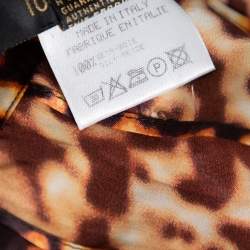Pre Owned Roberto Cavalli Brown Leopard Printed Silk Corset Belt S