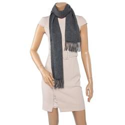 مملوكة مسبقًا وشاح روبرتو كافالي كشمير وصوف مطرز شعار 