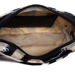 Pre Owned Roberto Cavalli Black/Beige Zebra Print Patent Leather Cosmetic Pouch
