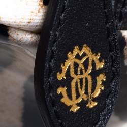 Pre Owned Roberto Cavalli Black/Beige Zebra Print Patent Leather Cosmetic Pouch