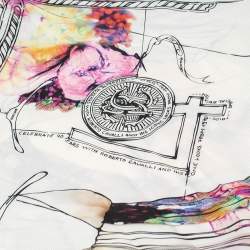 Pre Owned Roberto Cavalli Multicolor Illustration Print Special Edition Silk Scarf