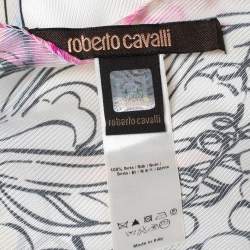 Pre Owned Roberto Cavalli Multicolor Illustration Print Special Edition Silk Scarf