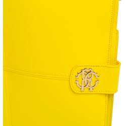 Roberto Cavalli Yellow Leather Logo Buckle Detail Tablet Case