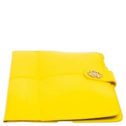 Roberto Cavalli Yellow Leather Logo Buckle Detail Tablet Case