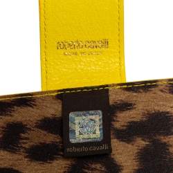 Roberto Cavalli Yellow Leather Logo Buckle Detail Tablet Case
