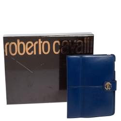 Roberto Cavalli Blue Leather Logo Buckle Detail Tablet Case