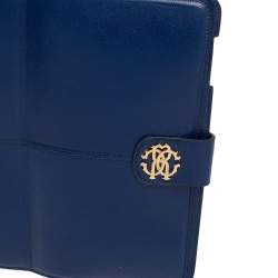 Roberto Cavalli Blue Leather Logo Buckle Detail Tablet Case