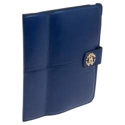 Roberto Cavalli Blue Leather Logo Buckle Detail Tablet Case