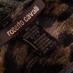 Pre Owned Roberto Cavalli Blue Leopard Print Modal And Cashmere Scarf