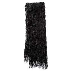 Pre Owned Roberto Cavalli Black Leopard Print Silk Fringed Scarf