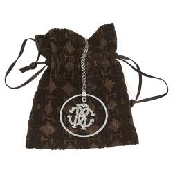 Pre Owned قلادة روبرتو كافالي كريستال فضية اللون بالشعار