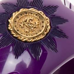 Pre Owned Roberto Cavalli Purple Floral Engraved Bangle Bracelet