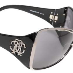 مملوكة مسبقًا Roberto Cavalli Black Celestina Crystal Embellished Shield Sunglasses