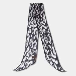 Pre Owned Roberto Cavalli Monochrome Animal Print Silk Bandeau