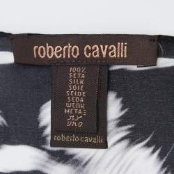 Pre Owned Roberto Cavalli Monochrome Animal Print Silk Bandeau