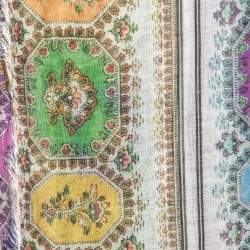 Pre Owned Roberto Cavalli Multicolor Printed Cashmere Fringed Scarf