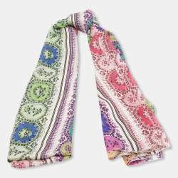 Pre Owned Roberto Cavalli Multicolor Printed Silk Scarf