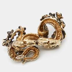 مملوكة مسبقًا Roberto Cavalli Snake Knuckle Enamel Crystal Gold Tone Duster Ring Size 53