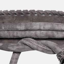 Pre Owned Roberto Cavalli Grey Suede and Mink Fur Wrap Around Waist Belt