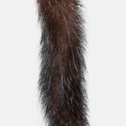 Pre Owned Roberto Cavalli Grey Suede and Mink Fur Wrap Around Waist Belt