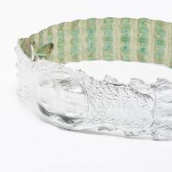 Pre Owned Roberto Cavalli Silver Crocodile Back Horn Waist Belt